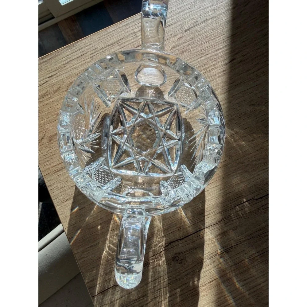 Vintage American Brilliant Style Cut Crystal Creamer Sugar Bowl & Spooner Set
